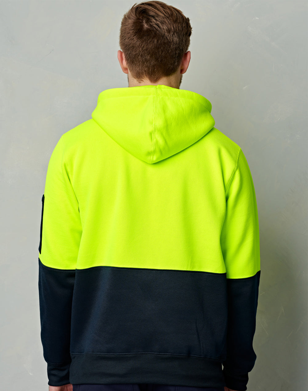 SSW38 HI-VIS TWO TONE FLEECY HOODIE UNISEX - YELLOW