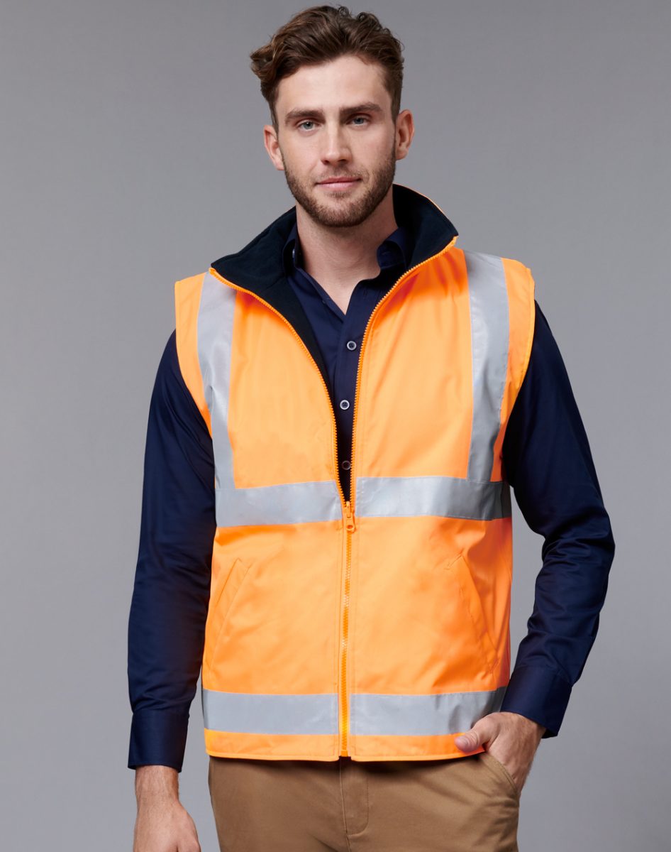 SW76 VIC Rail Hi Vis Reversible Safety Vest - Unisex - ORANGE/NAVY