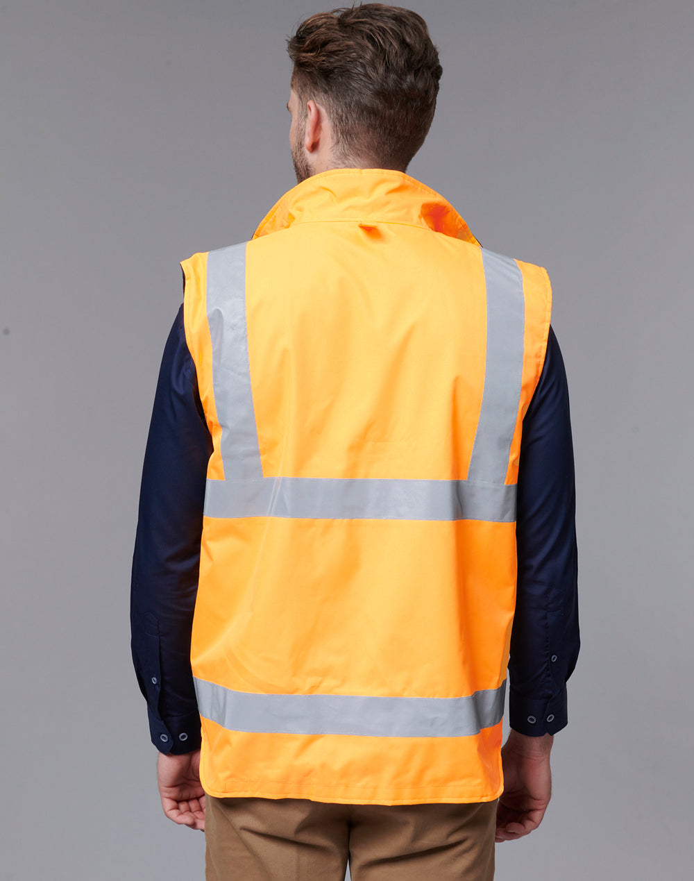 SW76 VIC Rail Hi Vis Reversible Safety Vest - Unisex - ORANGE/NAVY