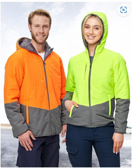 SSW80 HI VIS HOODED PUFFER JACKET - UNISEX