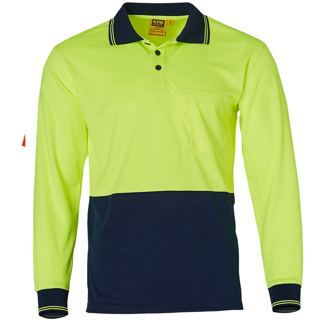 SW05CD High Visibility Long Sleeve Polo - YELLOW