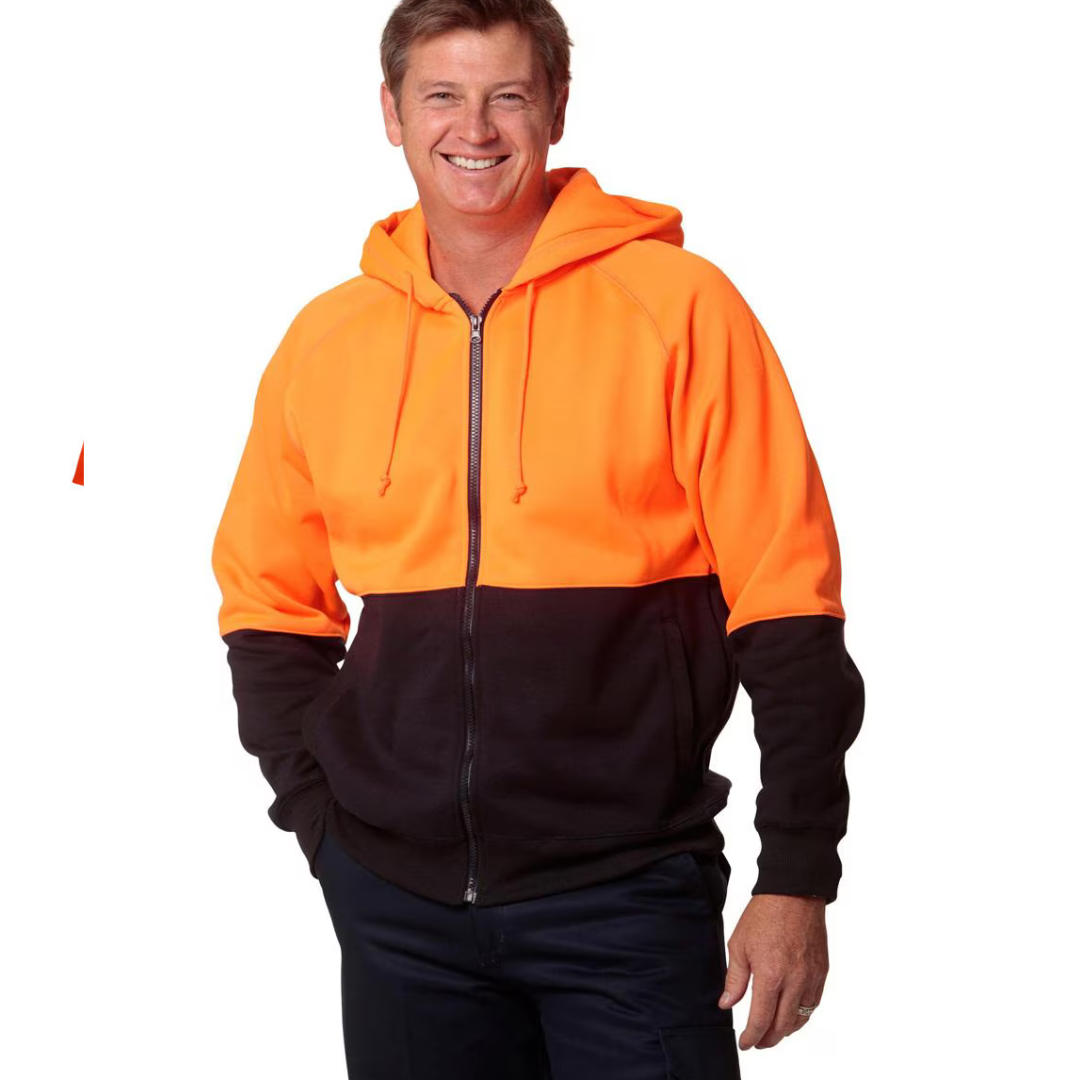 SW24 HI-VIS FULL ZIP FLEECE HOODIE - ORANGE