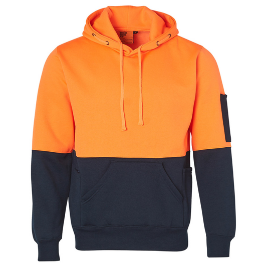 SSW38 HI-VIS TWO TONE FLEECY HOODIE UNISEX - ORANGE