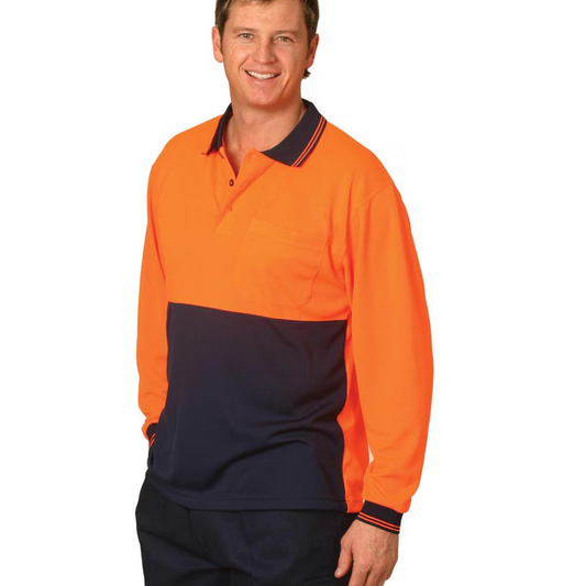 SW05CD High Visibility Long Sleeve Polo - ORANGE