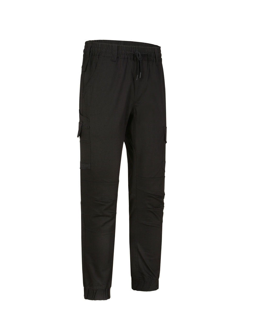 SWP28 UNISEX COTTON STRETCH DRILL CUFFED WORK PANTS - BLACK