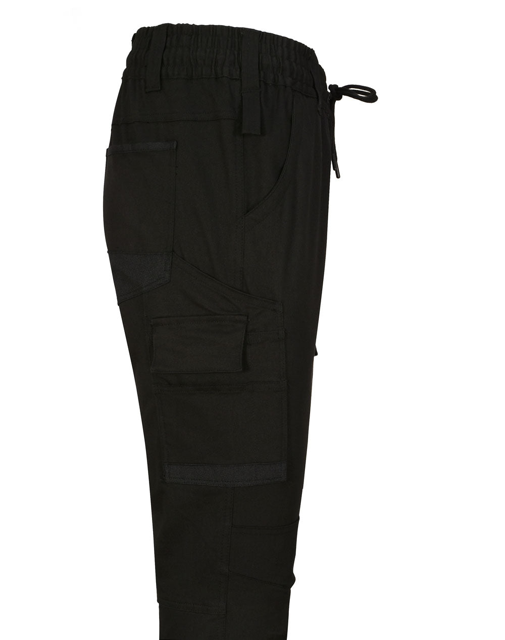 SWP28 UNISEX COTTON STRETCH DRILL CUFFED WORK PANTS - BLACK