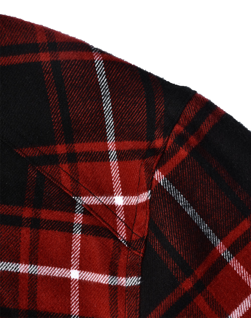 UNISEX QUILTED FLANNEL SHIRT-STYLE JACKET - RED WINE/BLACK