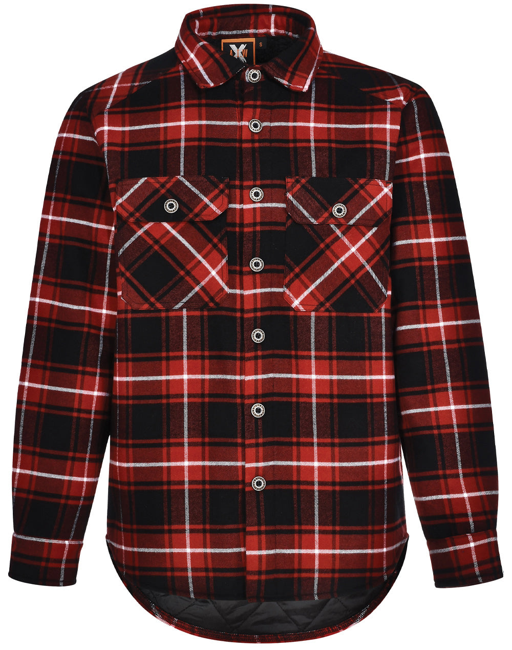 UNISEX QUILTED FLANNEL SHIRT-STYLE JACKET - RED WINE/BLACK