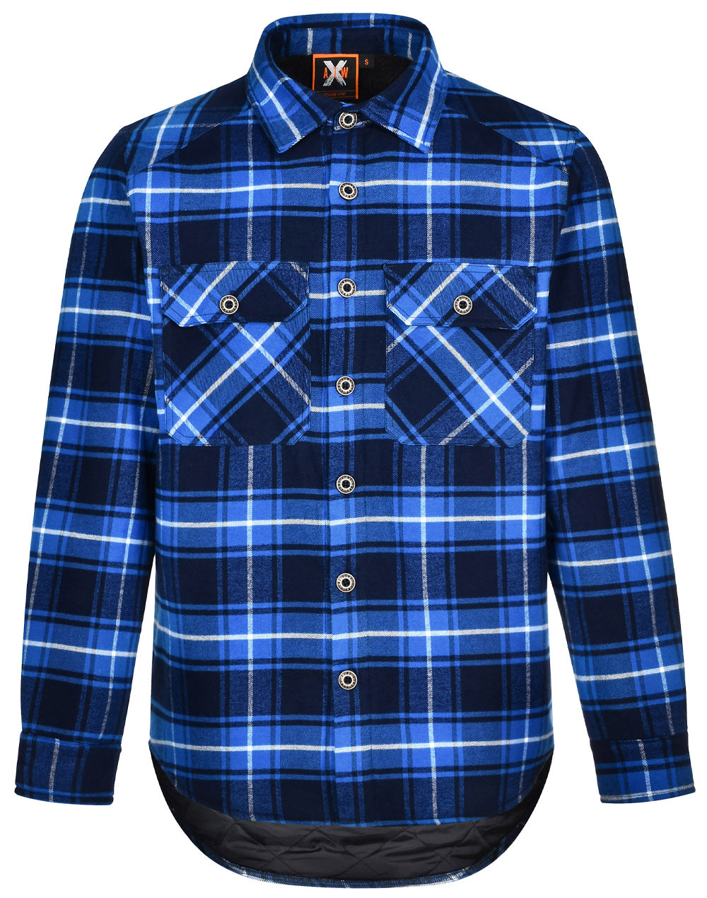 UNISEX QUILTED FLANNEL SHIRT-STYLE JACKET - BLUE/BLACK